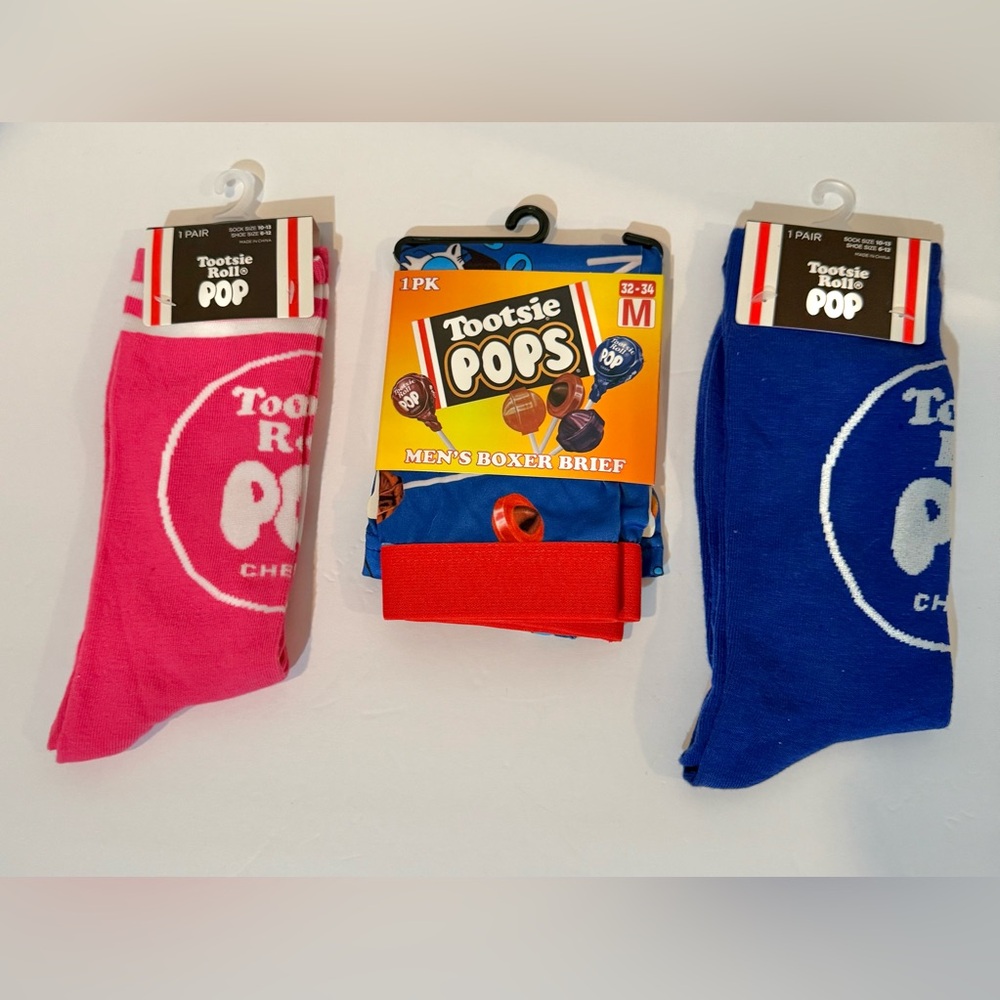 Men’s Tootsie Pop Boxers & Socks w/women’s socks Novelty Gift Set BNWT